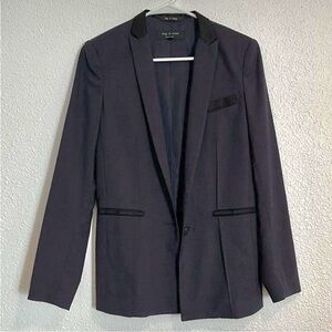 rag & bone dark navy blue wool silk structured tailored blazer 4